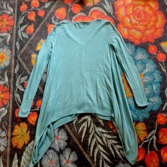 Turquoise, teal, aqua blue drape, flow sweater, xs, fits S, soft - Picture 2 of 4